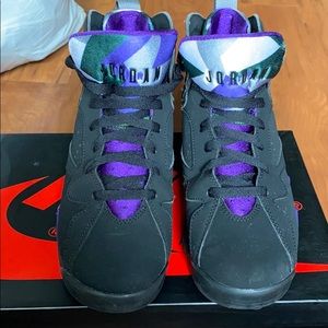 Black, Purple, and Green jordans